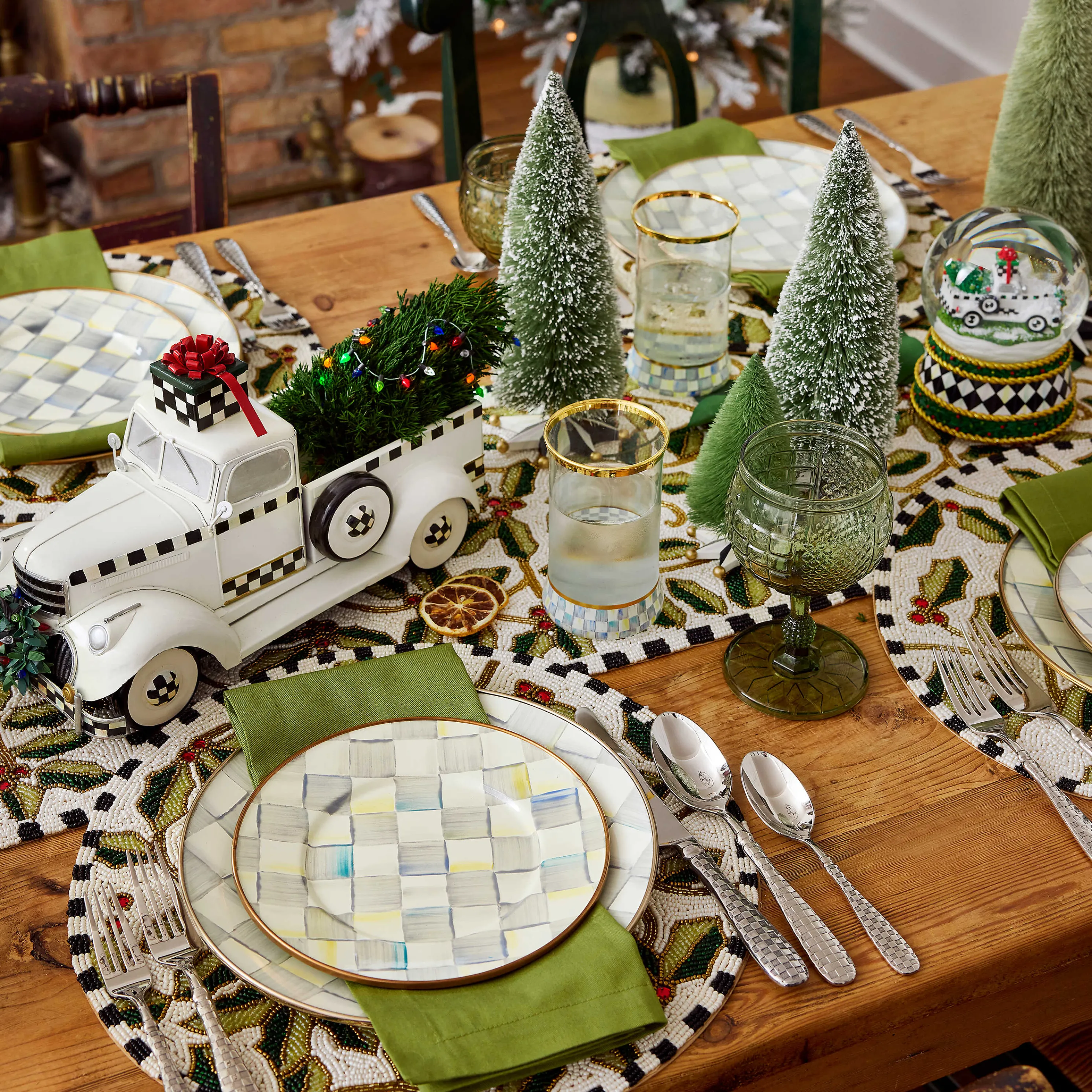 Sterling Check Enamel Dinner Plate