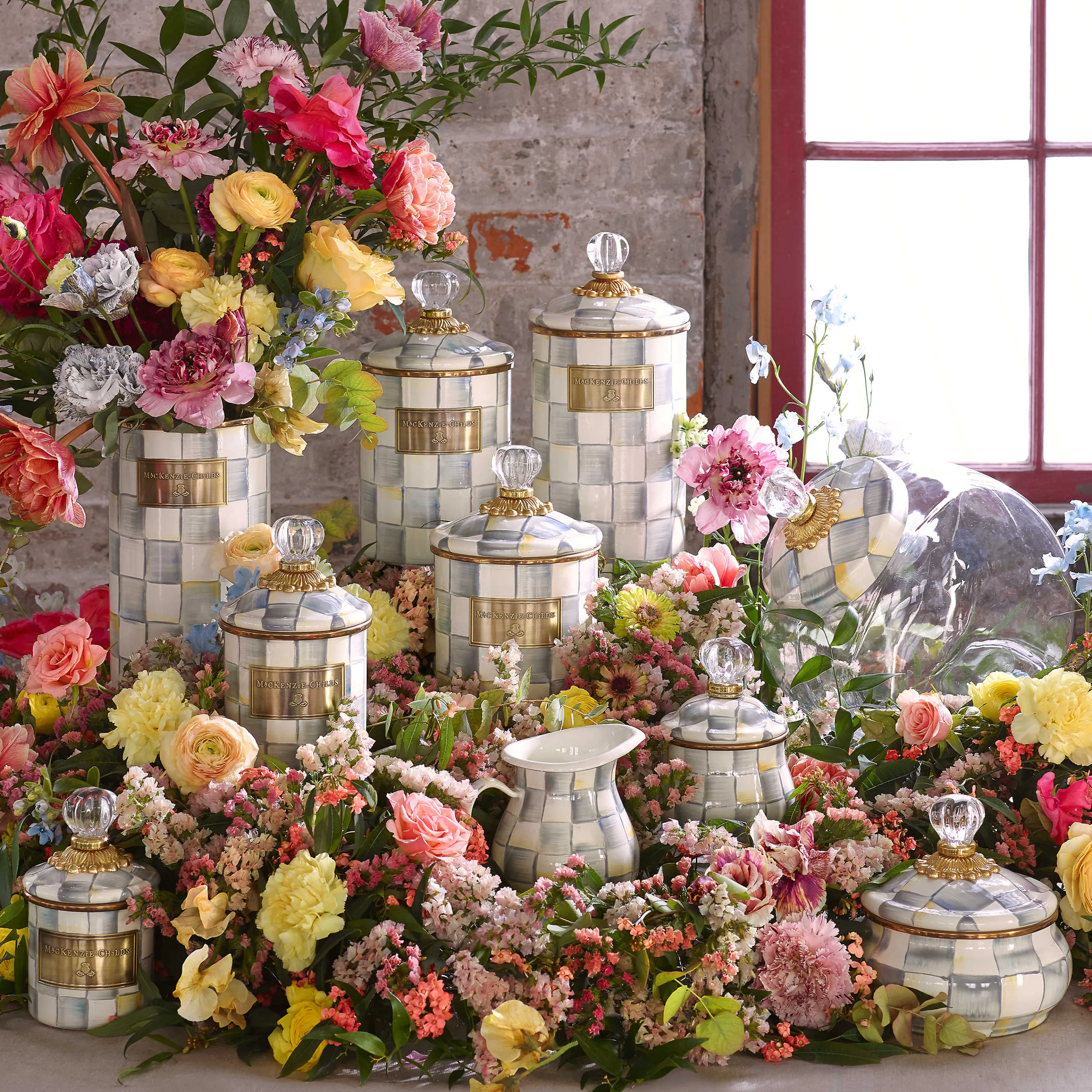 Sterling Check Enamel Canister - Mini