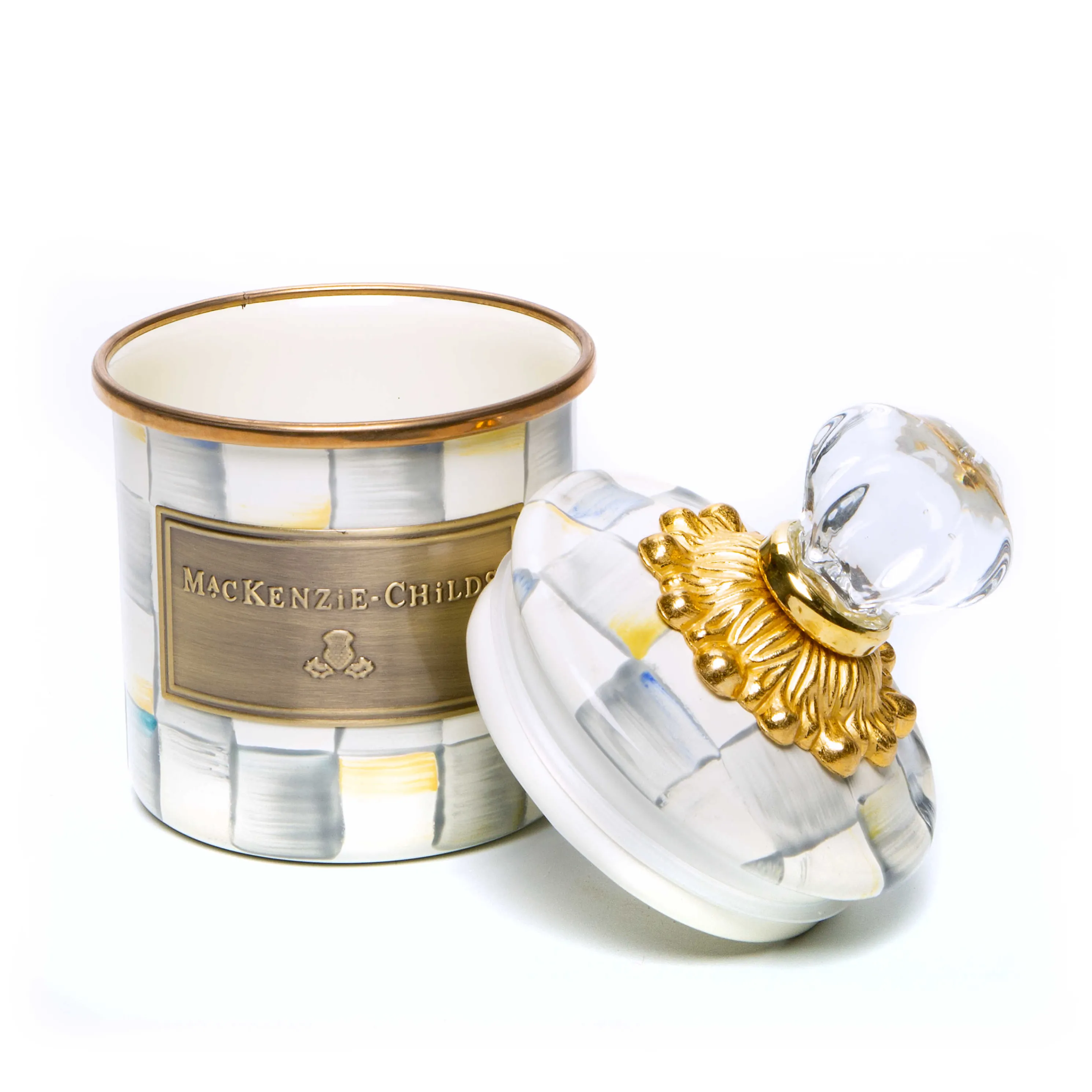 Sterling Check Enamel Canister - Mini