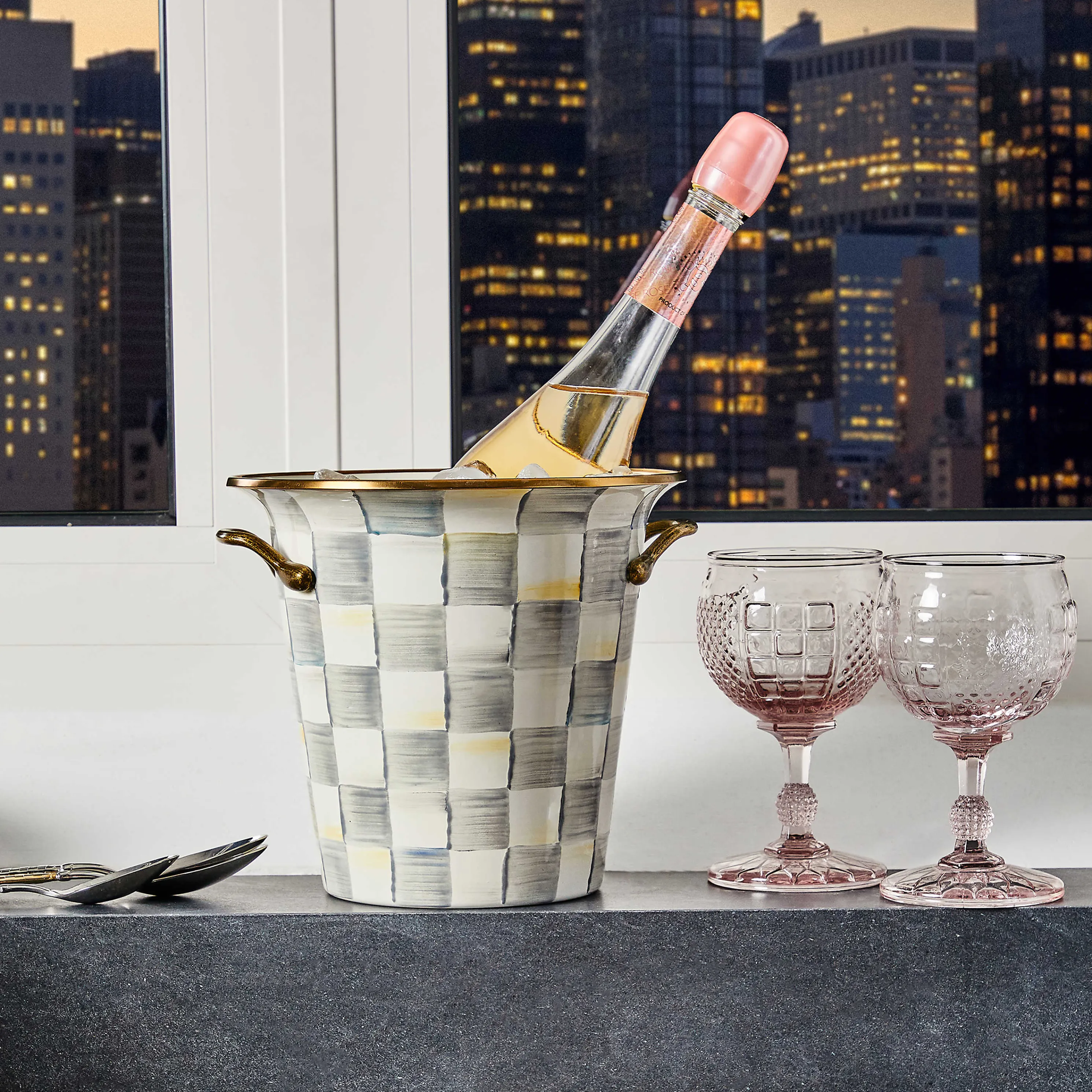 Sterling Check Enamel Wine Cooler