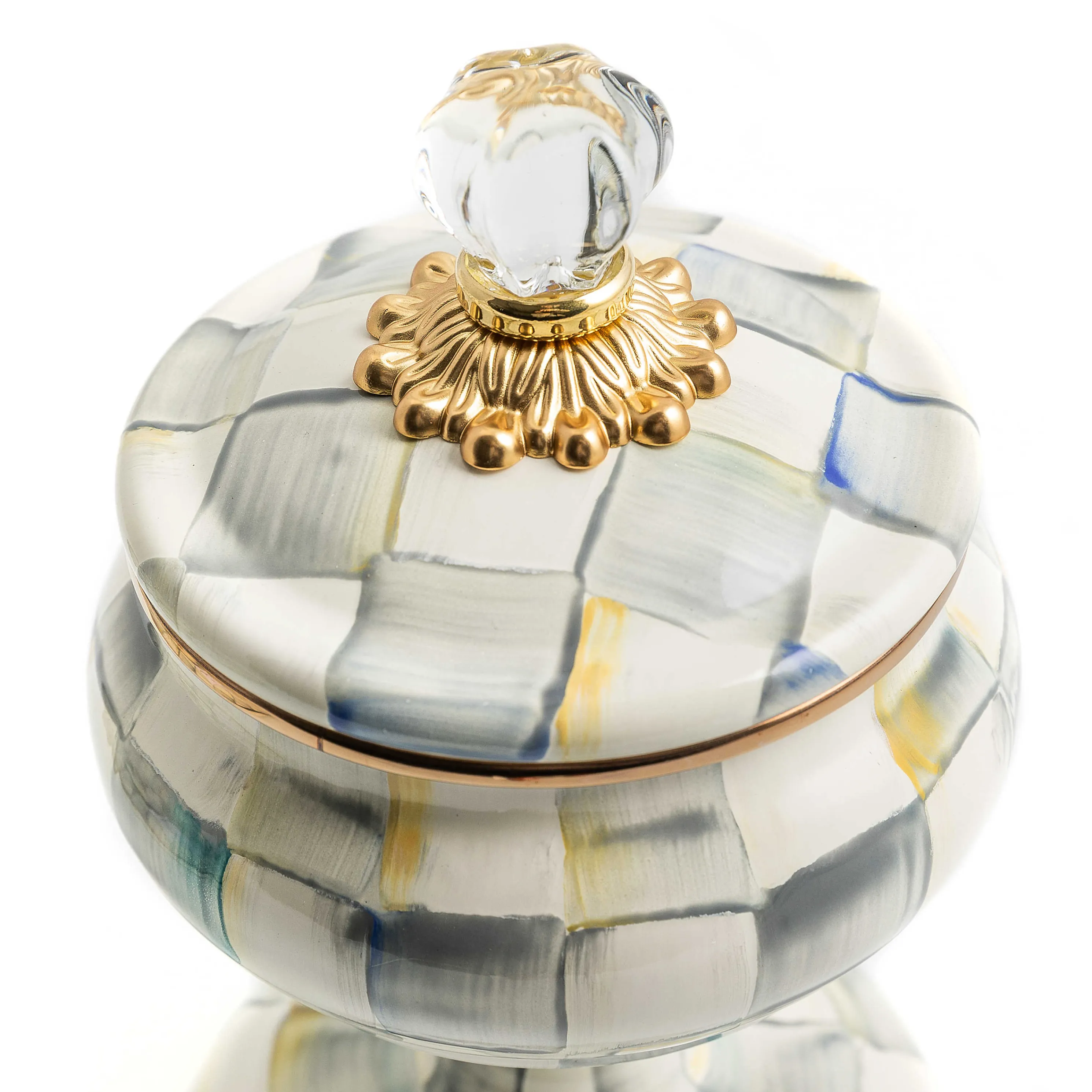 Sterling Check Enamel Curiosity Pot