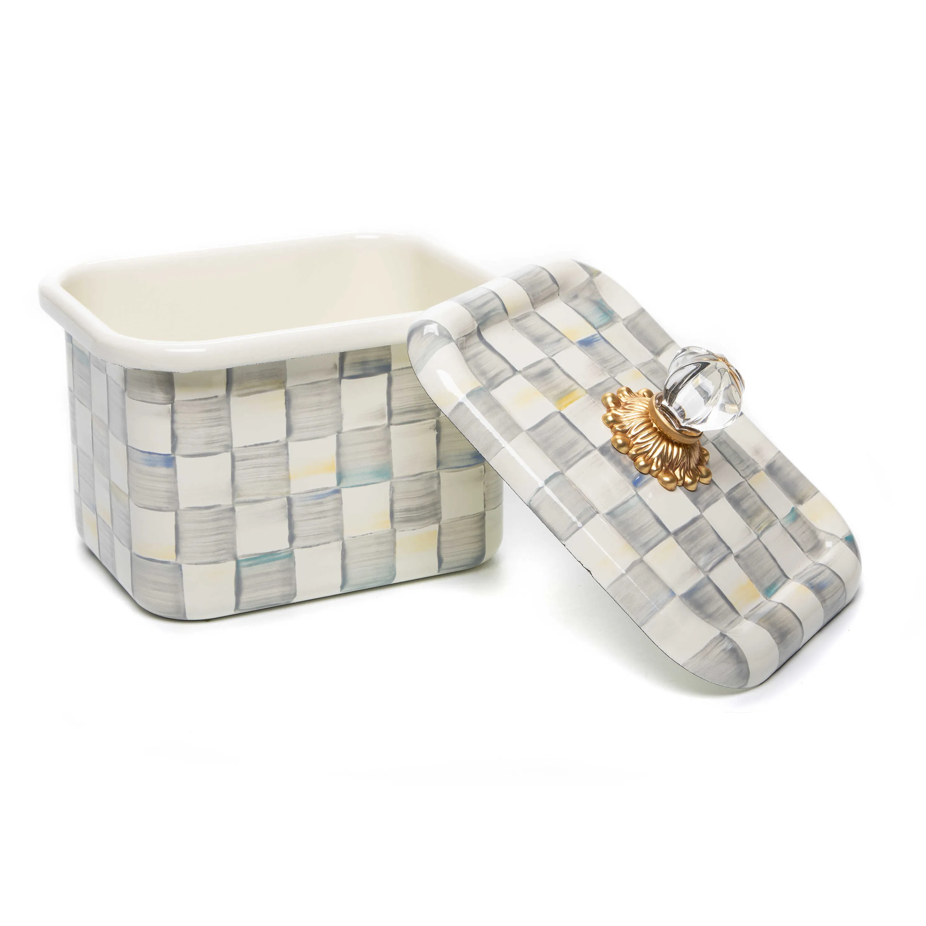 Sterling Check Enamel Recipe Box