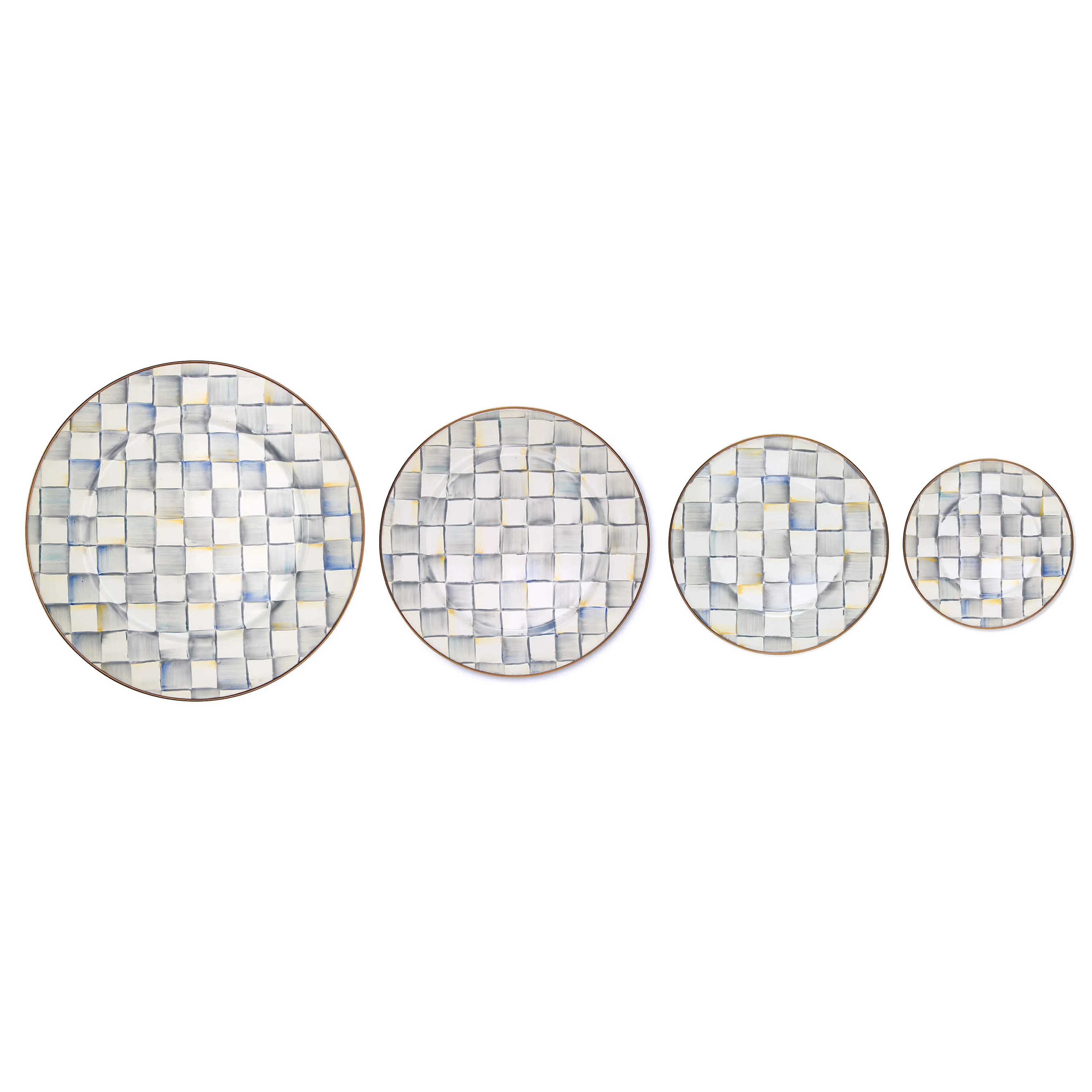 Sterling Check Enamel Serving Platter