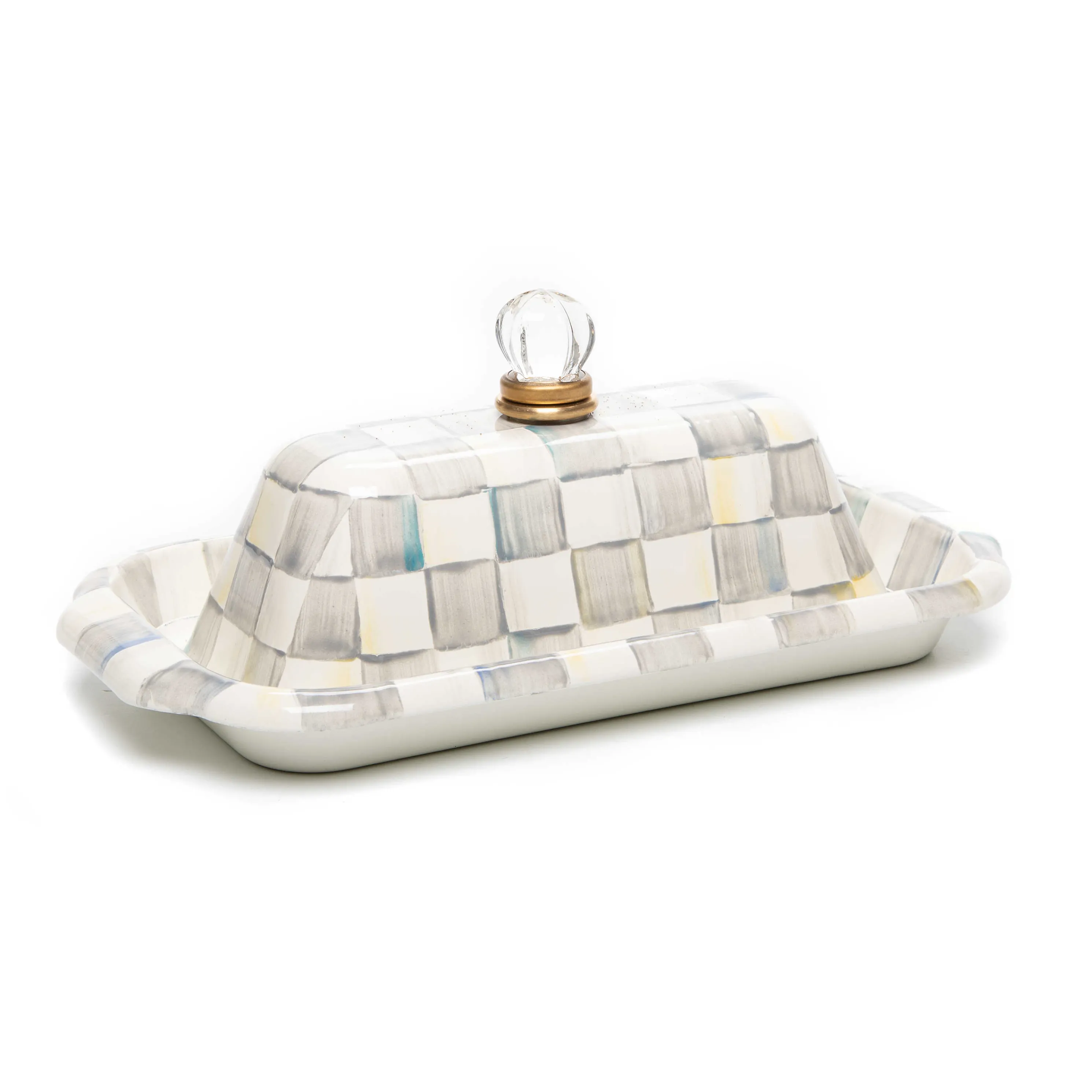 Sterling Check Enamel Butter Box