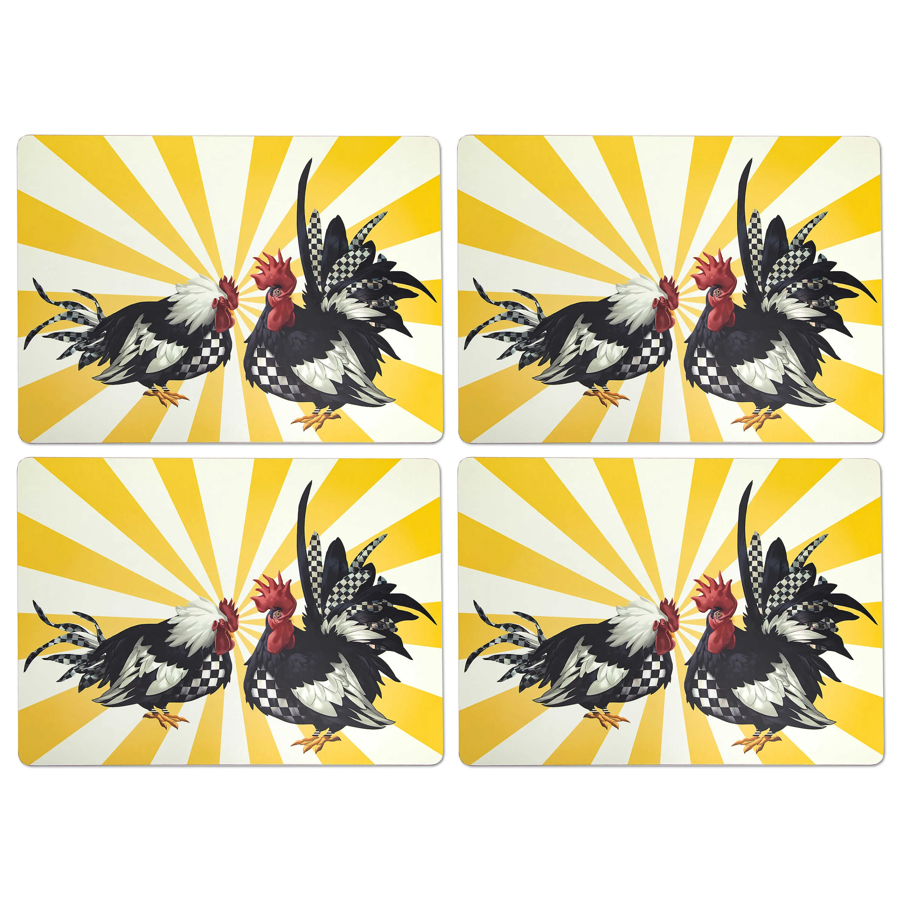 Sunrise Rooster Cork Back Placemats - Set Of 4