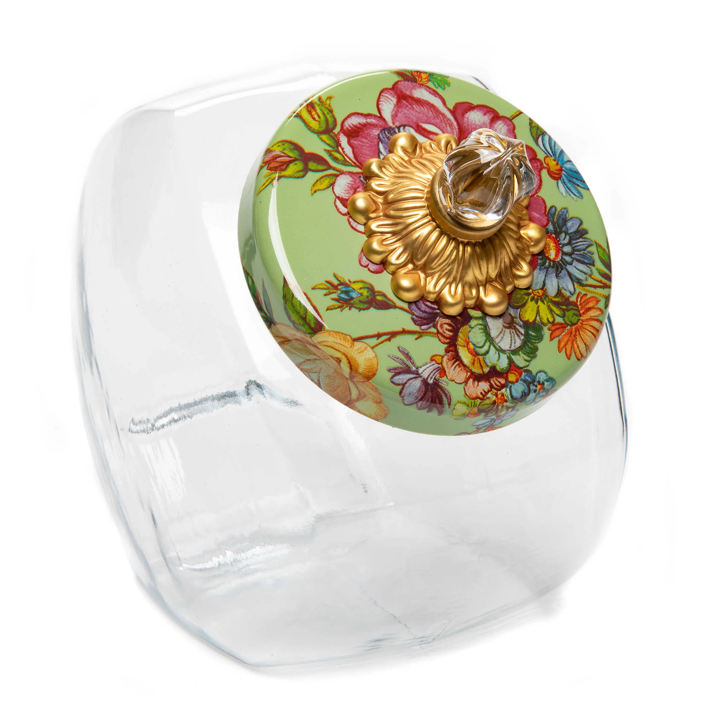 Sweets Jar With Flower Market Enamel Lid - Green