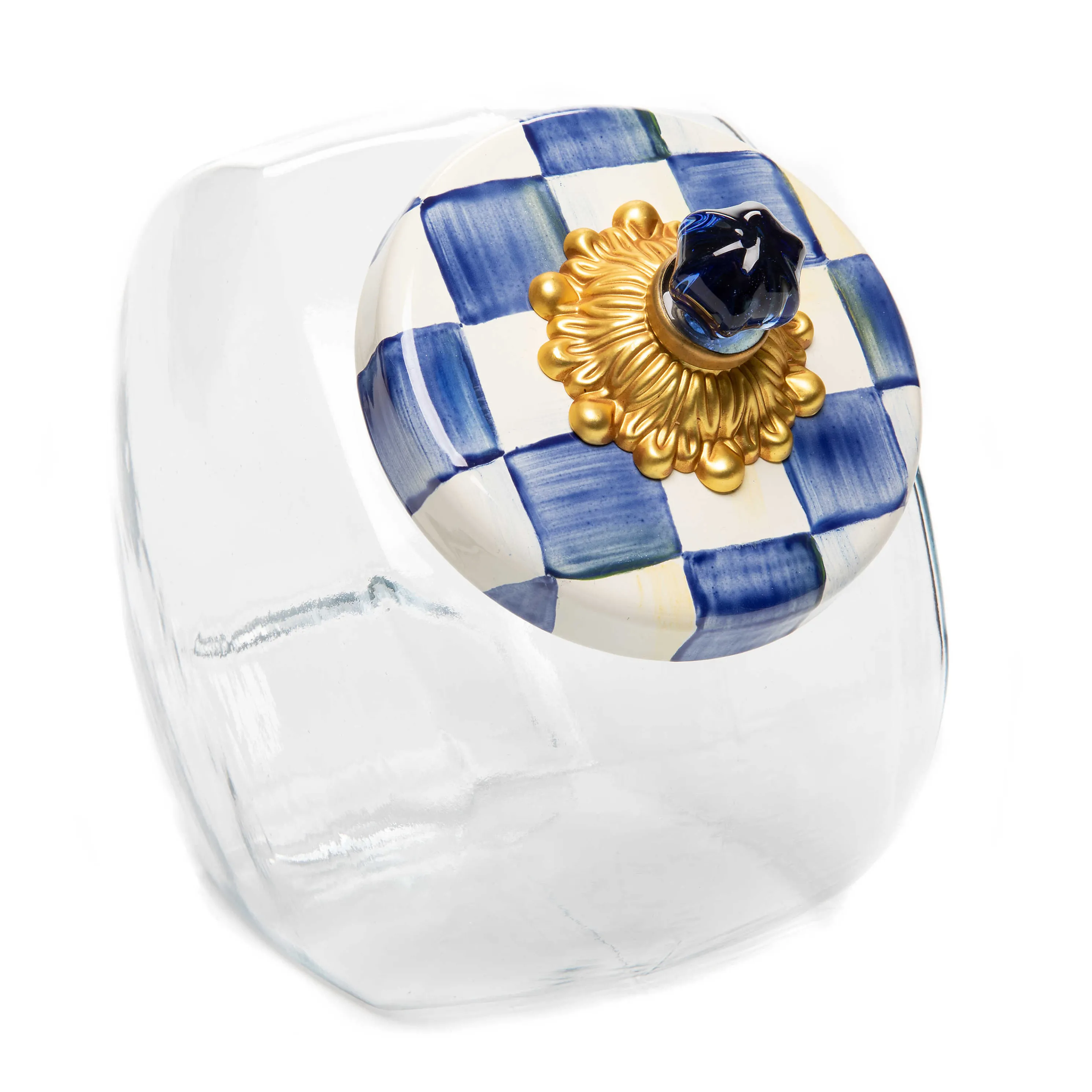 Sweets Jar With Royal Check Enamel Lid