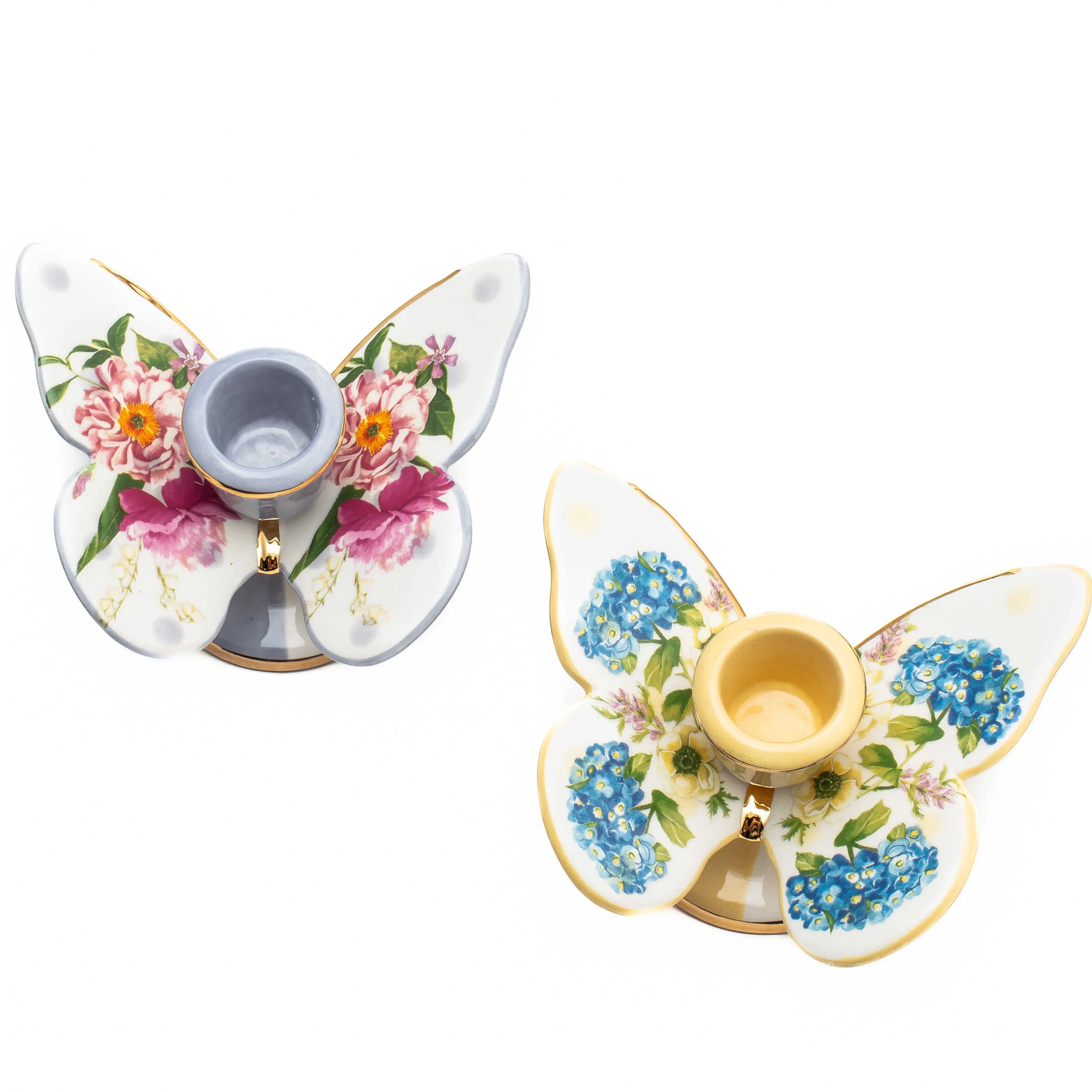 Wildflowers Butterfly Candle Holders - Set Of 2