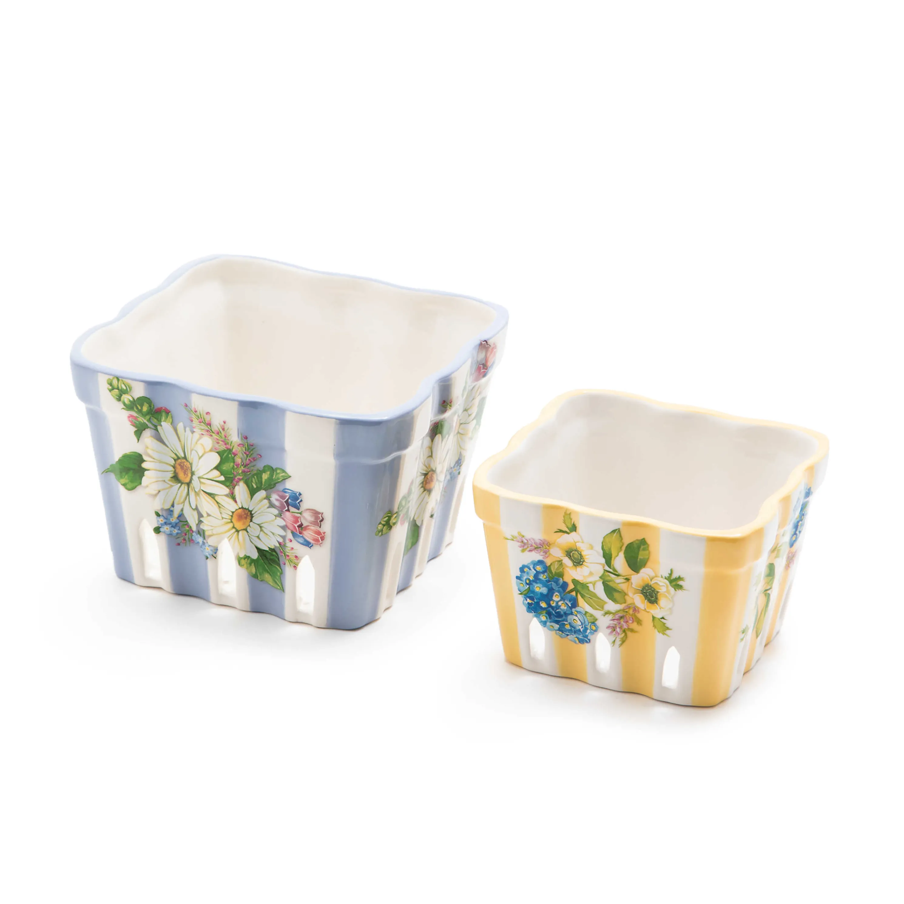 Wildflowers Large Berry Basket - Blue