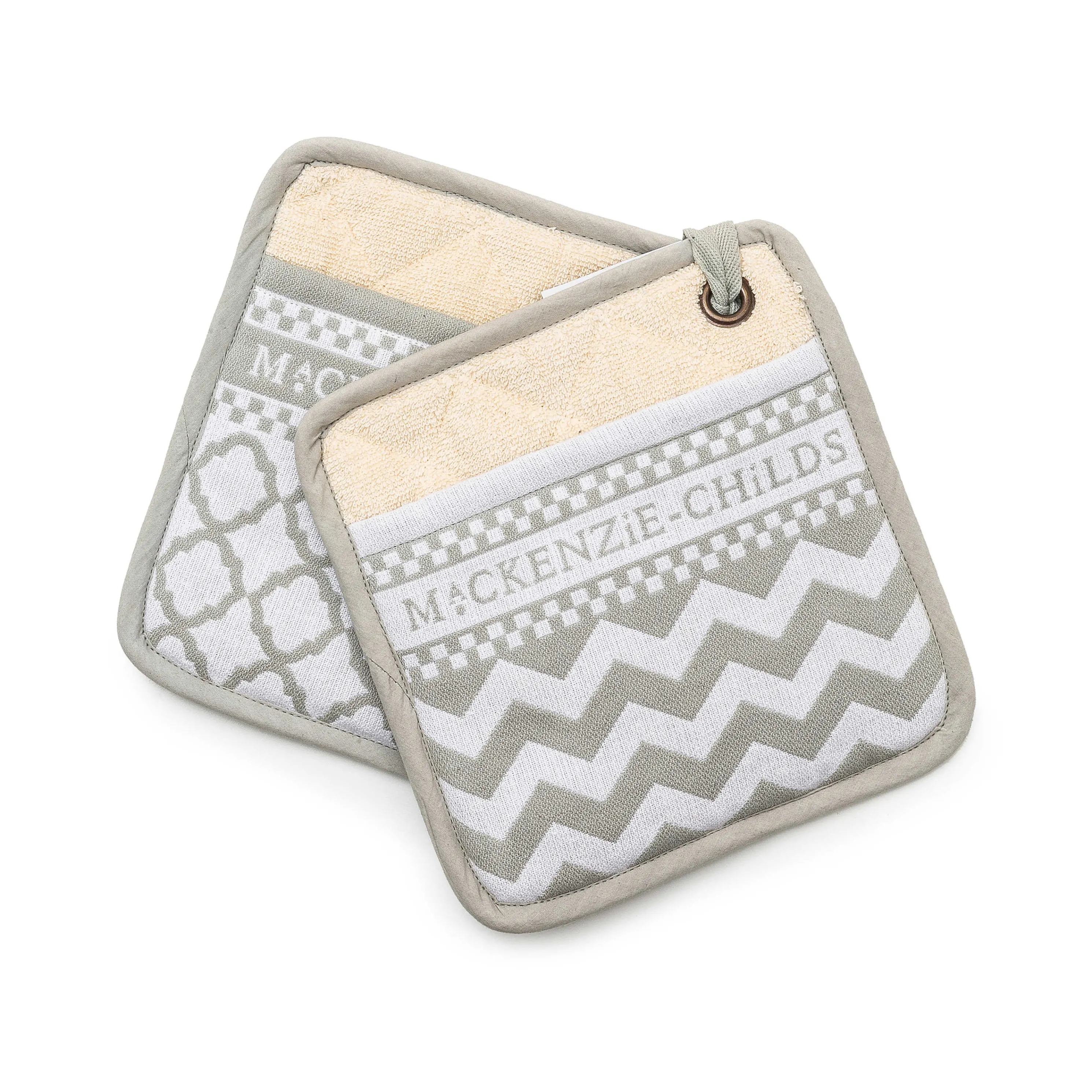 Zig Zag Potholder - Sterling - Set Of 2